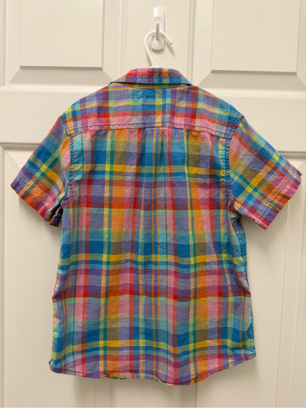 Cat & Jack Bright Multicolor Plaid Short-Sleeve Button-Down Shirt - Picture 2 of 3